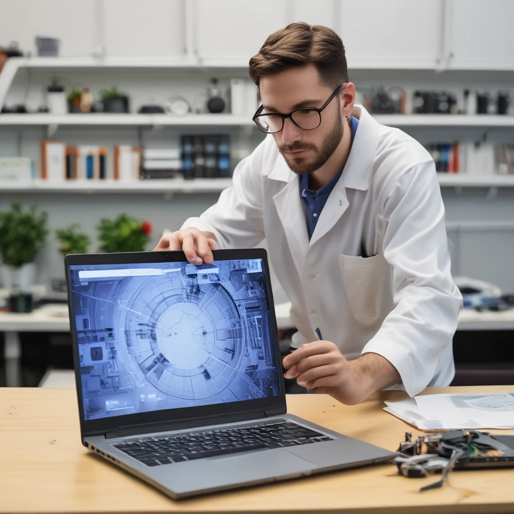 Technician working on a laptop