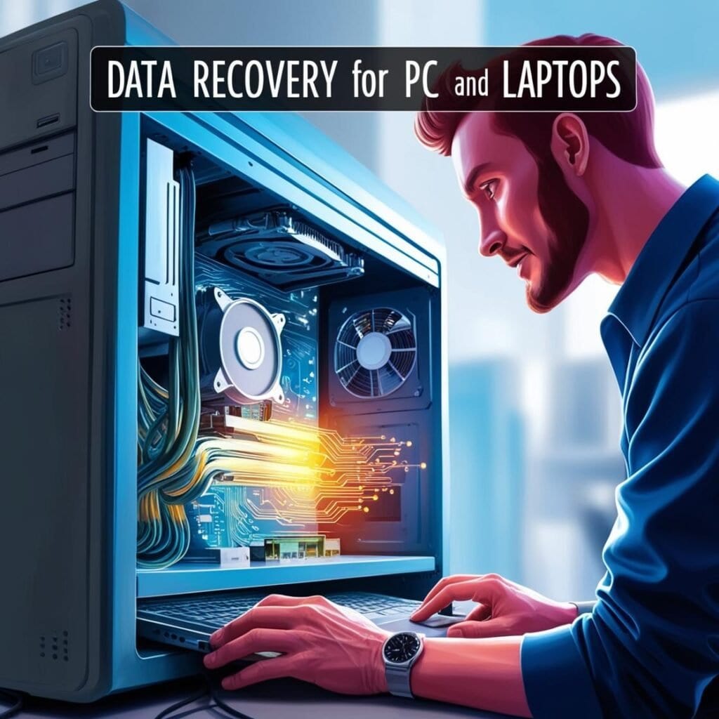 man is fixing the computer Data Recovery Services