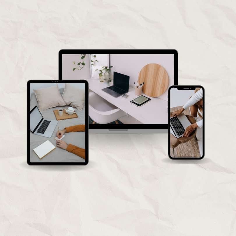 Laptop, tablet and phone on a desk