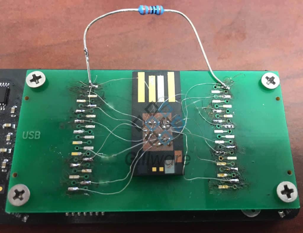 Memory chip wired to an adapter board for data recovery