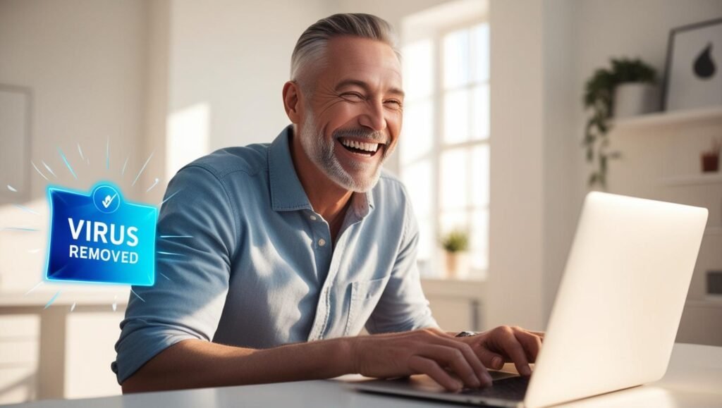 happy customer after virus removal