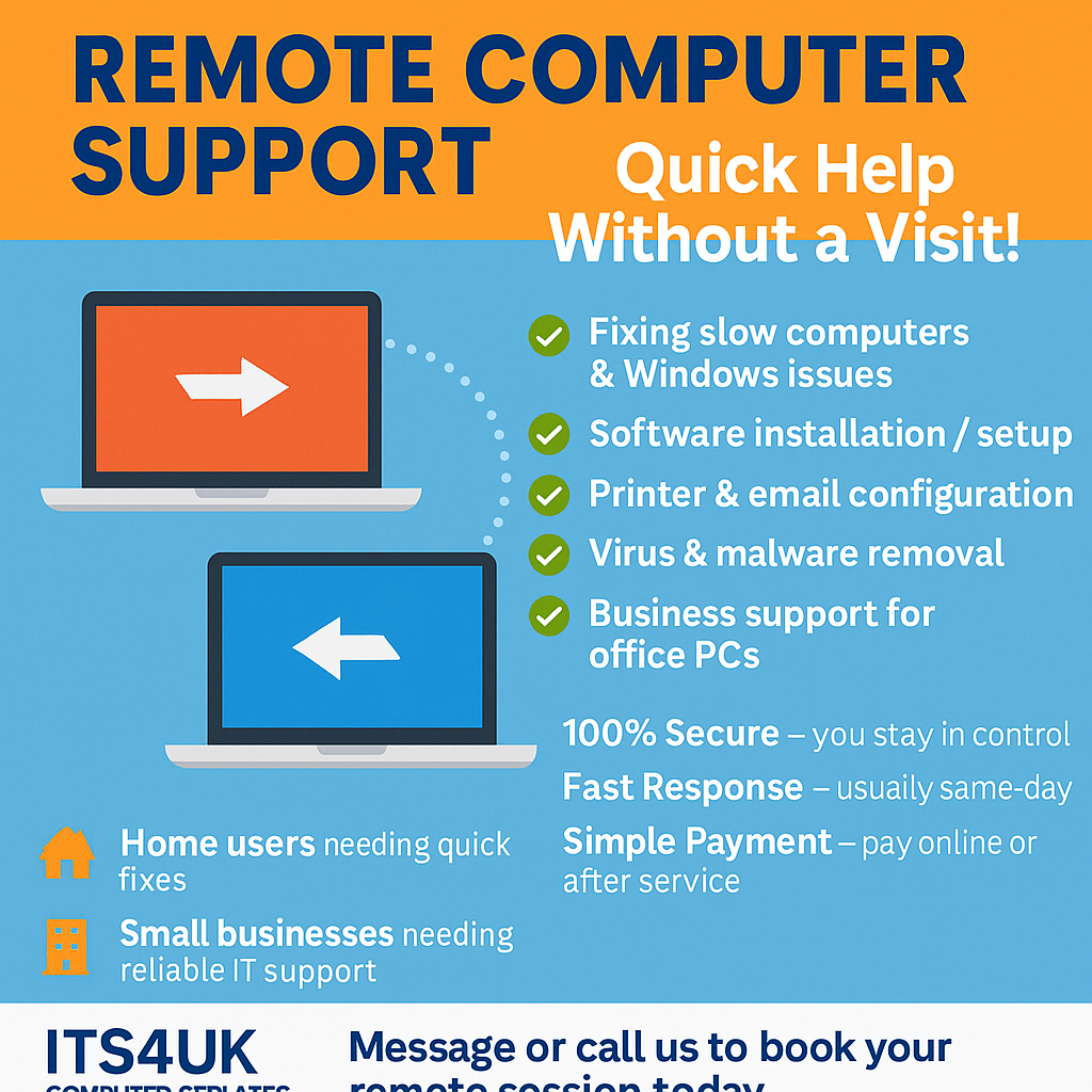 computer service near me Market Weighton by ITS4UK – remote computer support, virus removal, and setup