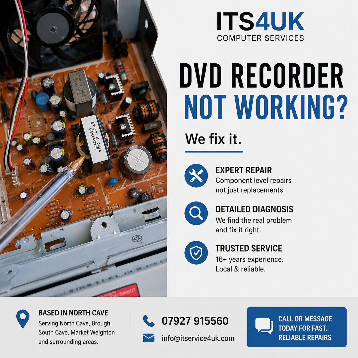 its4uk dvd recorder repair electronics repair north cave circuit board repair